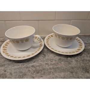 VTG Corelle Livingware Butterfly Gold Cup & Saucer Set of 2 Retired Replacements